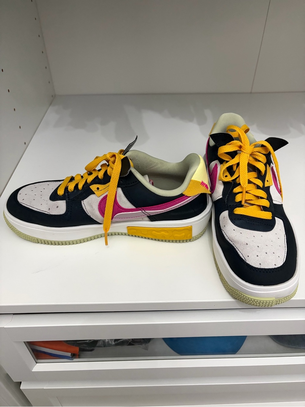 Nike Women’s size 7 Black, Pink & Yellow Low-Top Sneakers